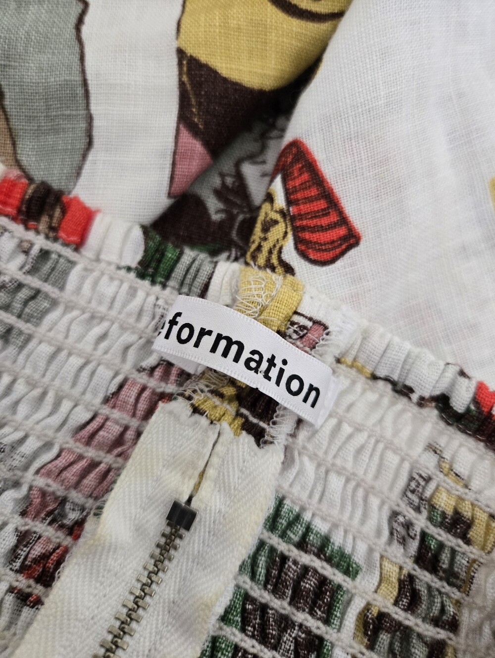 Reformation Linen Comic Cartoon Strapless Dillon Top, 16 - Picture 11 of 13